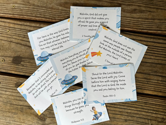 Personalized Scripture Cards for Children: Space