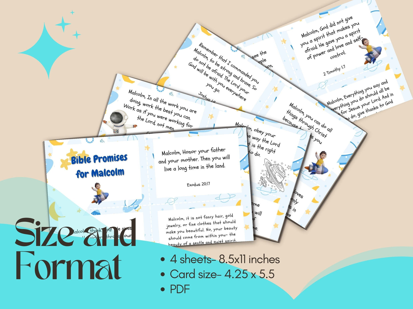 Digital - Personalized Scripture Cards for Kids: Space