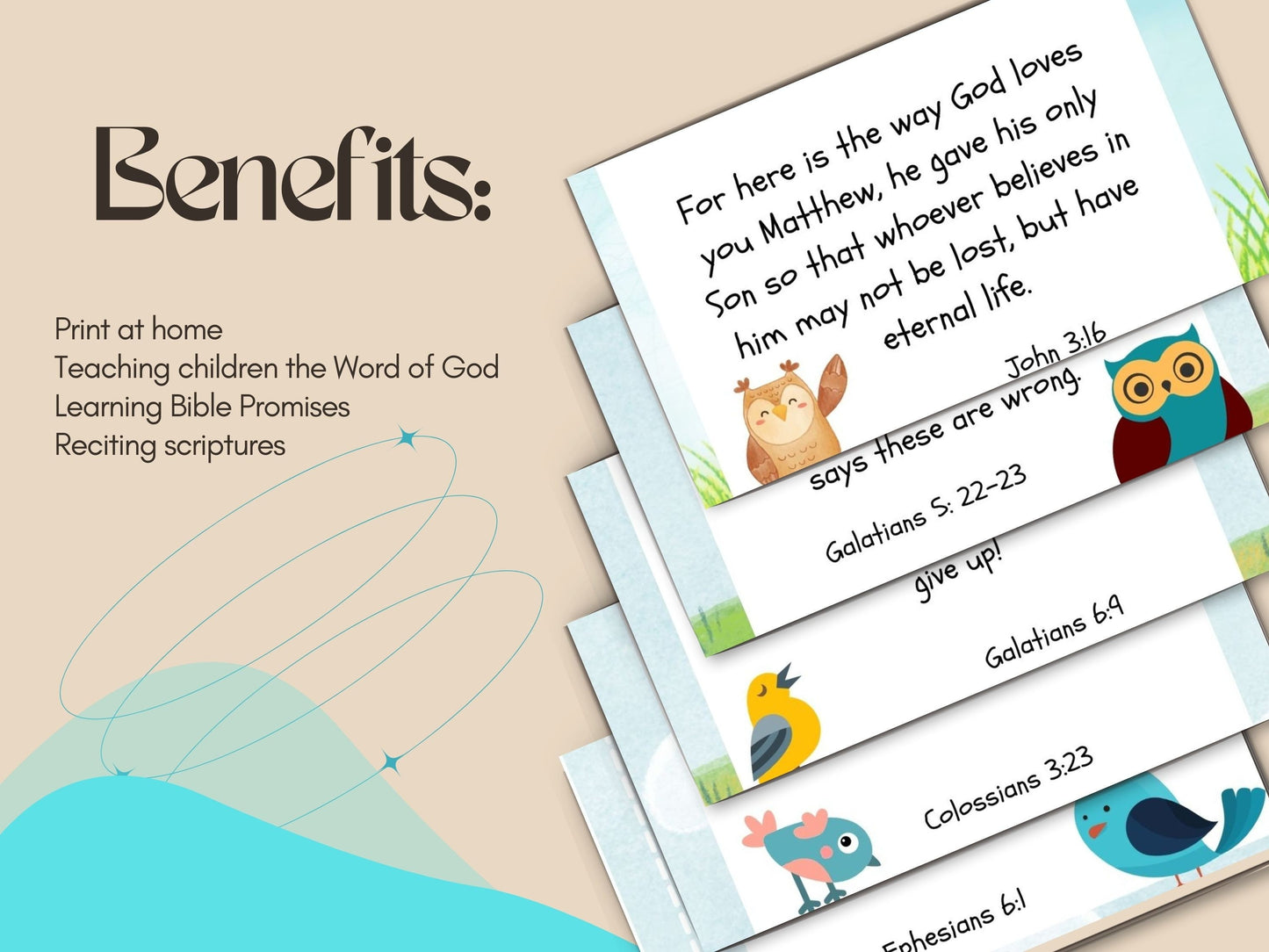 Digital - Personalized Scripture Cards for Kids, Printable Nature