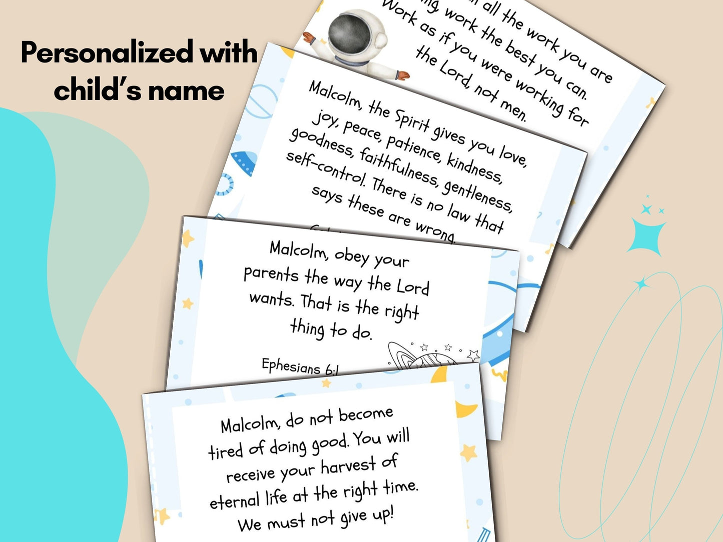 Digital - Personalized Scripture Cards for Kids: Space