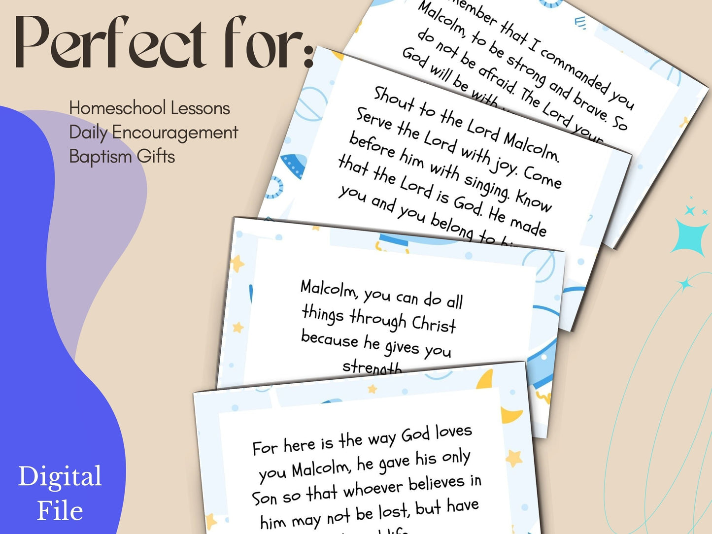 Digital - Personalized Scripture Cards for Kids: Space