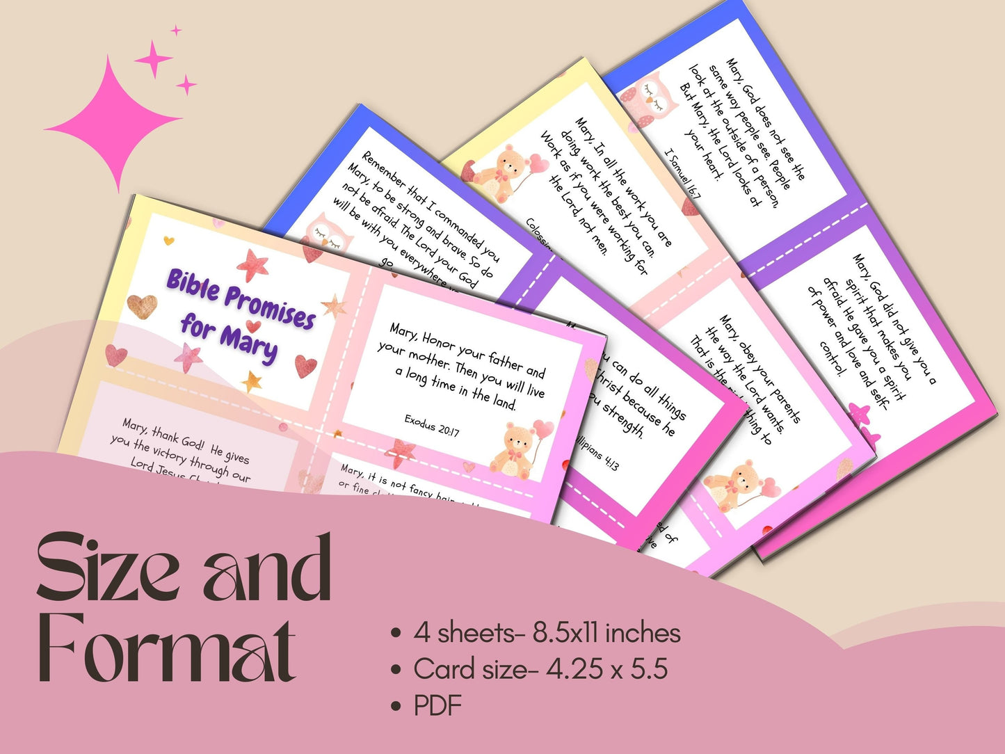 Digital- Personalized Scripture Cards for Kids: Hearts