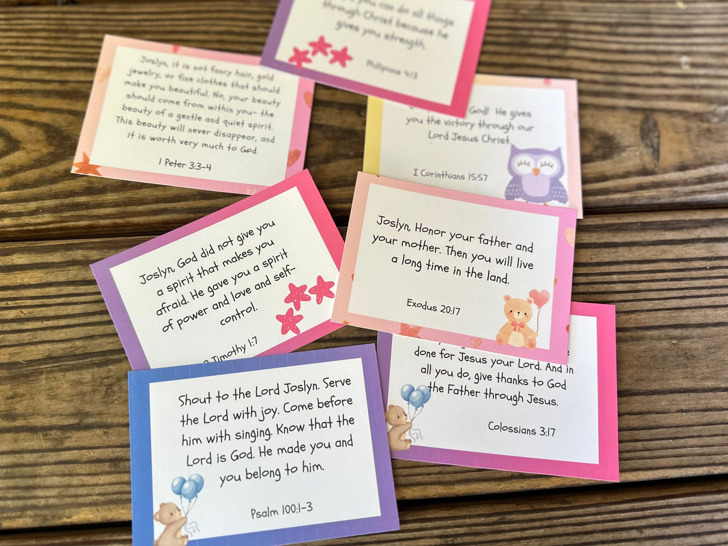 Personalized Scripture  Cards for Children: Hearts