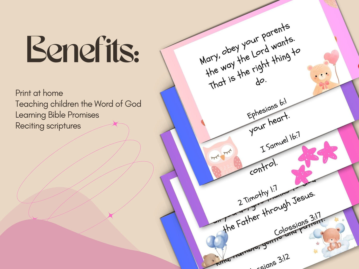 Digital- Personalized Scripture Cards for Kids: Hearts