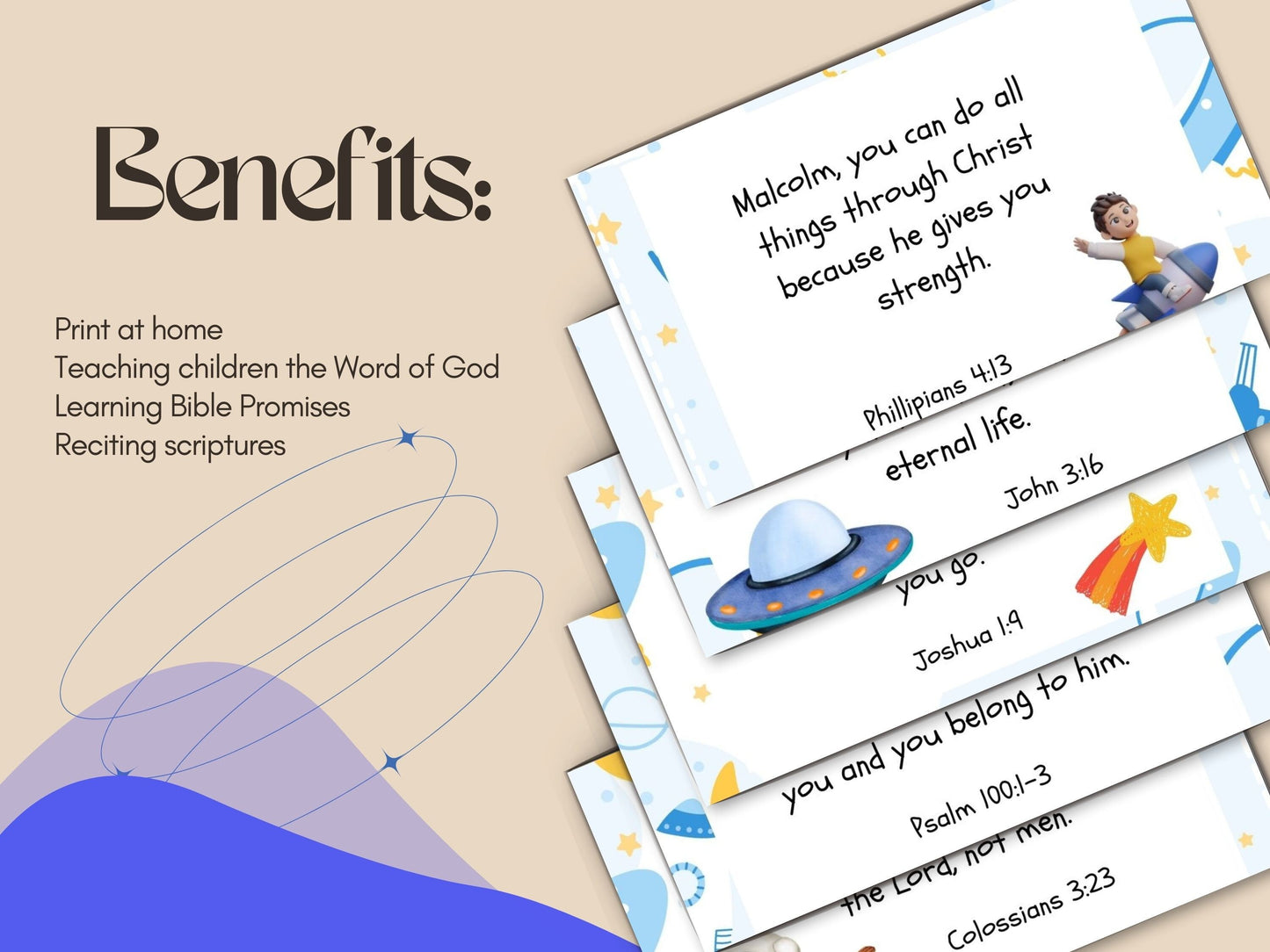 Digital - Personalized Scripture Cards for Kids: Space