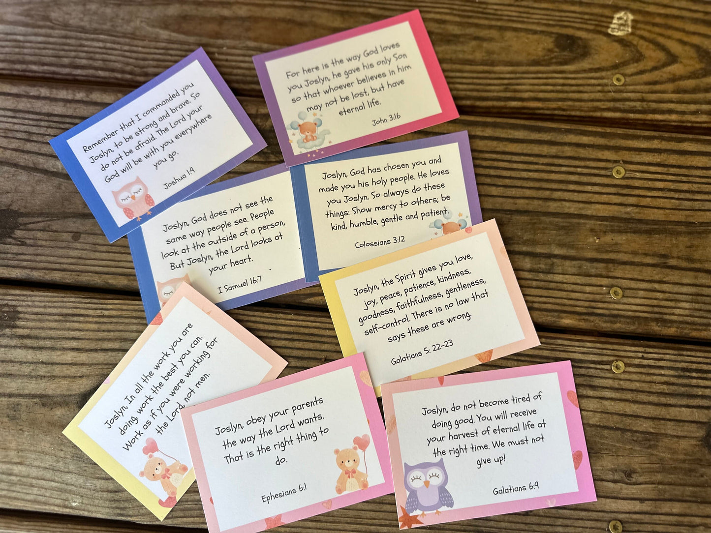 Personalized Scripture  Cards for Children: Hearts